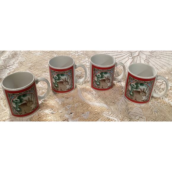 Lot of 4 Vintage National Wildlife Federation Rabbits Coffee Mug Cups - Picture 2 of 10